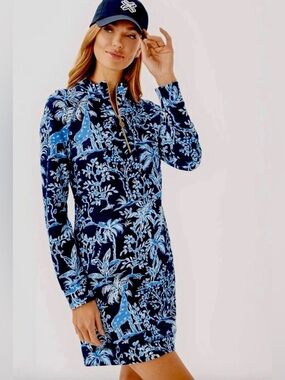 Lilly Pulitzer Ashlee Dress Low Tide Navy Tall Tales